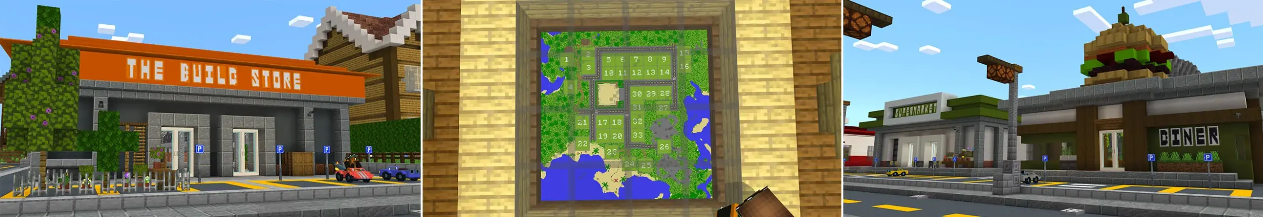 Banner showing the Craftable City Minecraft Bedrock add-on shop with buildable structures
