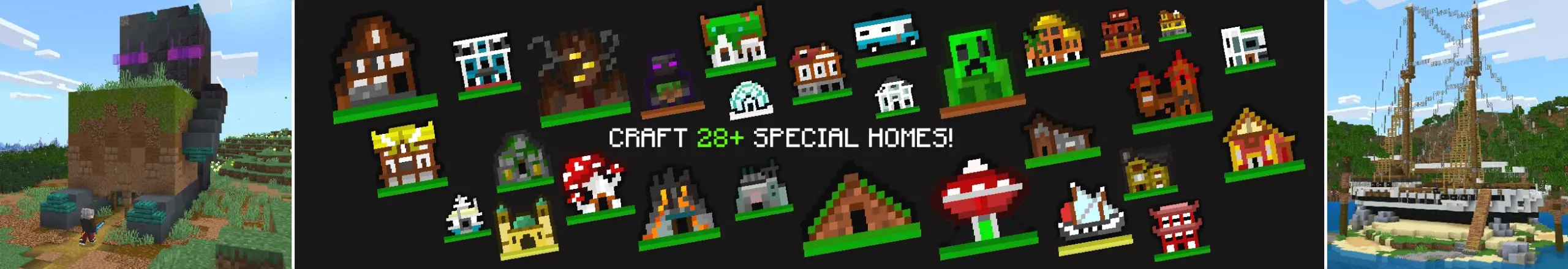 Homes included in Craftable Homes for Minecraft Bedrock
