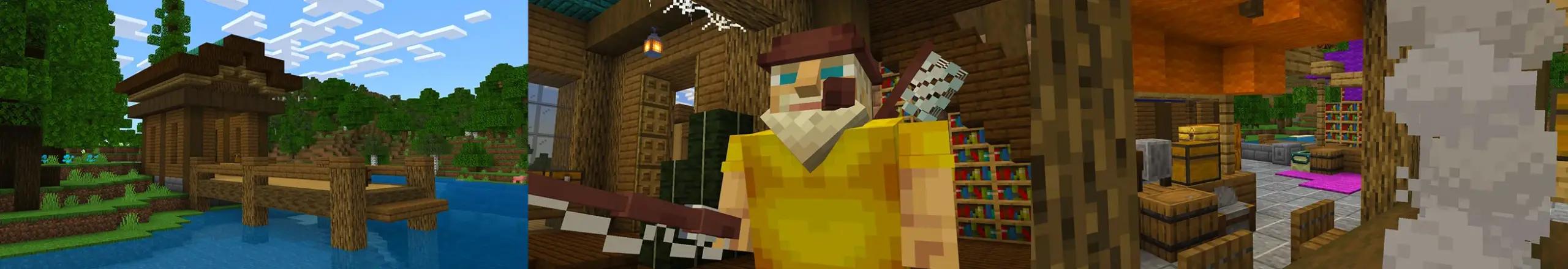 Banner showing a player fishing in the Fishing Gives OP Loot Minecraft Bedrock map